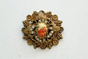 Vintage Rare Karu Fifth Avenue Romantic Ornate Gold Tone Faux Pearls Pin Brooch - Picture 1 of 7