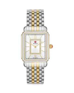 New Michele Deco II Diamond Gold Silver Watch Retail $2800 - Picture 1 of 8