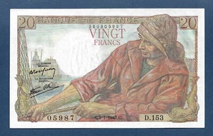 (DN) Frankreich 20 Franken 1947 P-100 UNC - Bild 1 von 2