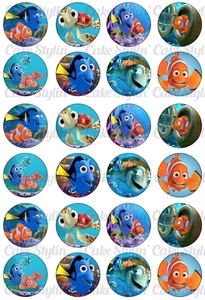 24 x FINDING NEMO Cupcake Toppers Edible Wafer Paper KIDS DISNEY CAKE DORY 4cm - Picture 1 of 1
