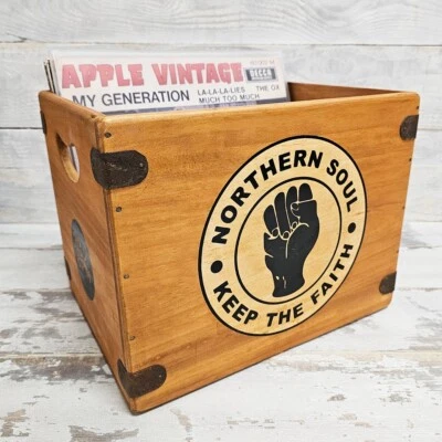 Northern Soul Record Box Large 80 12" Albums Vintage Wooden Vinyl Crate - Image 1 of 4