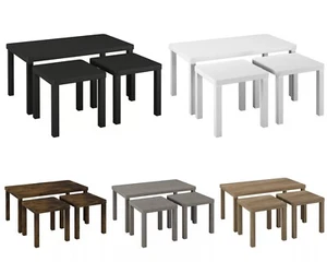 3Pc Wooden Coffee Table Set Side Sofa Living Room Furniture Nesting Tables - Picture 1 of 19