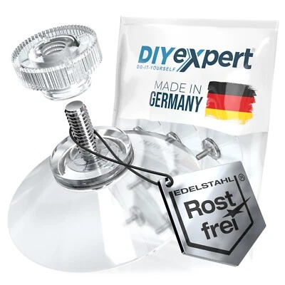 DIYEXPERT Saugnapf mit Gewinde Rändelmutter transparent Camping Ø 30 / 40 / 50 mm M4x10mm