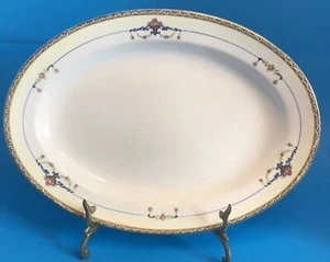 Antique CLEVELAND CHINA TOKIO 12" Oval Serving Platter PINK ROSES ON SCROLLS - Picture 1 of 4