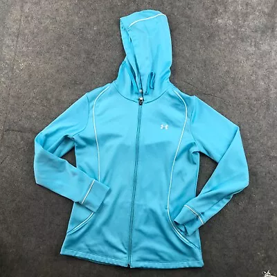 Under Armour Jacket Womens Small Blue Full Zip Hooded Embroidered All Seasons  * • 14.99€