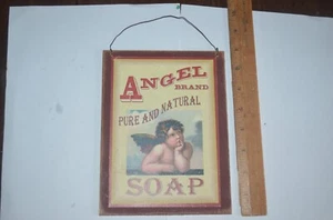Vintage Wooden Angel Soap Sign Wall Decor 6x8" - Picture 1 of 5