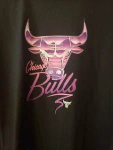 Rare Chicago Bull NBA Official Tee Woman 2XL Black Purple Logo XXL Shirt Tagless - Picture 1 of 4