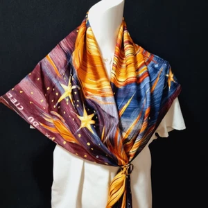RARO VINTAGE HERMES Bufanda de Seda "Feux du Ciel" Carre 90 por Sefedin Ibrahim Alamin - Imagen 1 de 15