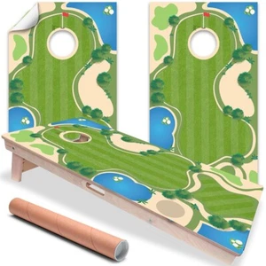 Golf Course Art Cornhole Wraps Stickers Cornhole Skins Cornhole Wraps for Boards - Picture 1 of 6