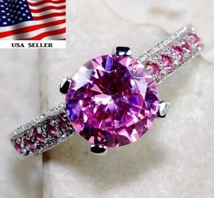 2CT Treated Pink Sapphire 925 Solid Sterling Silver Ring Sz 7 U2-9 - Picture 1 of 4