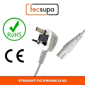 UK Mains Power Lead Cable - 2 Pin Figure 8 - For Sky Box/Virgin/BT - 0.5m-5m - Picture 1 of 24