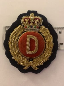 Queens Crown D Initial Letter Bullion Wire Embroidered Badge - Picture 1 of 1