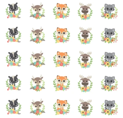 PARTYMOMMY 30 Floral Woodland Animals girl Baby Shower Stickers Favors Labels birthday boy