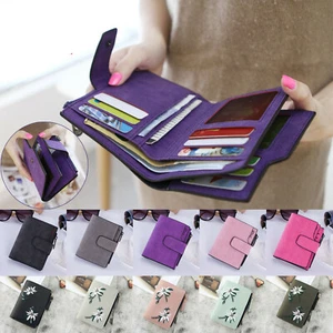 Women Short Small Money Purse Wallet Ladies Leather Folding Coin Card Holder - Picture 1 of 24