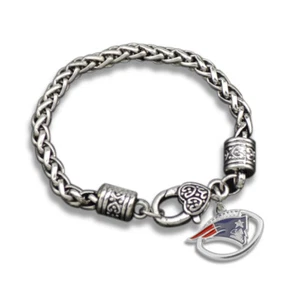 Pulsera New England Patriots color plata enchapada en rodio seguimiento gratuito nueva - Imagen 1 de 1