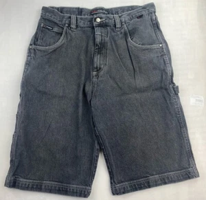 VINTAGE FUBU Shorts Mens 38 Black Collection Y2K 90s Baggy Denim Streetwear - Picture 1 of 11