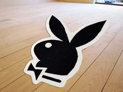 Magazine Sexy Bunny Logo Area Rugs Living Room Floor Mats Accent Carpets Black - Image 1 of 4