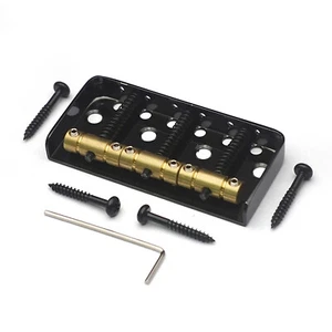 6 Strings Short Telecaster Bridge Brass Saddles for Tele Guitar Black/White - Picture 1 of 8
