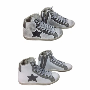 scarpe sneakers alte uomo pelle bianco grigio bicol stella sfumato Via Condotti - Foto 1 di 7
