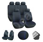 Black Blue Sport Stripe Car Seat Covers Cover 9pc Front Rear Set For Seat Arona