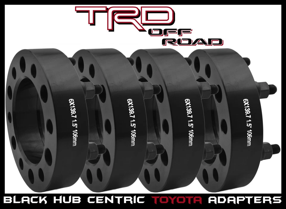 ADAPTADORES ESPACIADORES DE RUEDA CENTRADOS BUJE NEGRO GRUESO TOYOTA 4 PIEZAS 6X139 O 6X5,5  Foto 1 de 4
