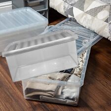 Plastic Storage Boxes Clear Box With Lid Home Office Kitchen Stackable 32 Litre 