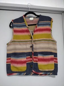 Women Junior Size Small Skoozi Vest Navajo Print 2 Pockets Button Down Front - Picture 1 of 7