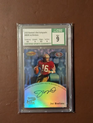 2000 Joe Montana Bowman's Best Auto CSG CGC 9/10 On card refractor finish - Image 1 of 2