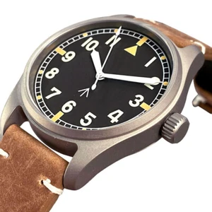 Orologio Da Uomo Automatico Titanio Tandorio Quadrante Nero Vetro Zaffiro Giappone NH35A - Foto 1 di 9
