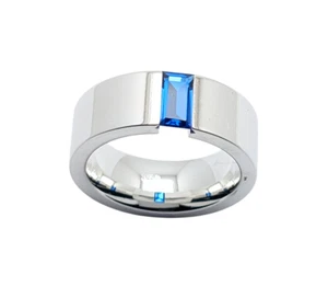 Spannring Sterling Silber 925 poliert Gr. 58 blauer Stein - Bild 1 von 3
