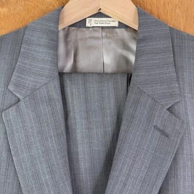 Perry Ellis Suit Mens 44L Gray Pinstripe 2 Button Performance Wool Pants 40x31 - Image 1 of 4