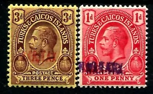 TURKS & CAICOS 1917-19 IMPUESTO DE GUERRA SG145 y 149b - Imagen 1 de 1
