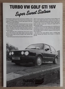 Volkswagen Golf GTi 16V Turbo Technics Folleto / Folleto c.1987 - Imagen 1 de 2