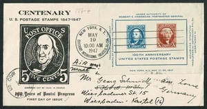 SG72E UNITED STATES 1947 FDC Centenary of US stamps Cinderella's at back nr 5 - Picture 1 of 2