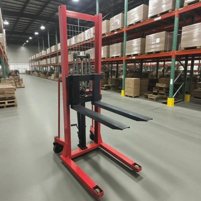 Apilador walkie hidráulico manual de 2200 lb carretilla elevadora apilador de paletas elevador de 63" Foto 1 de 4