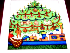 CHRISTMAS HOLIDAY" Hand Painted Ceramic Art Tile 7" x 7" glazed - Picture 1 of 2
