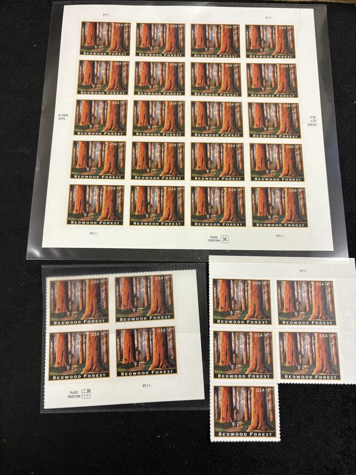 4378, Redwood Forest Issue 2009 $4.95 Priority Mail Sheet of 20 + Block of 4 + 5 - Image 1 of 1