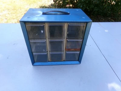 Akro-Mils 9 Drawer Metal Organizer Storage Cabinet Bin Hardware - Image 1 of 4