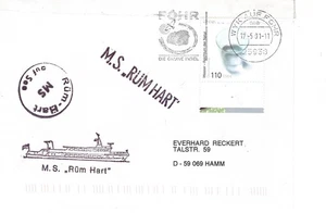 Schiffspost MS RÜM HART jetzt MS BALTICA Werbestempel Wyk auf Föhr - Bild 1 von 1