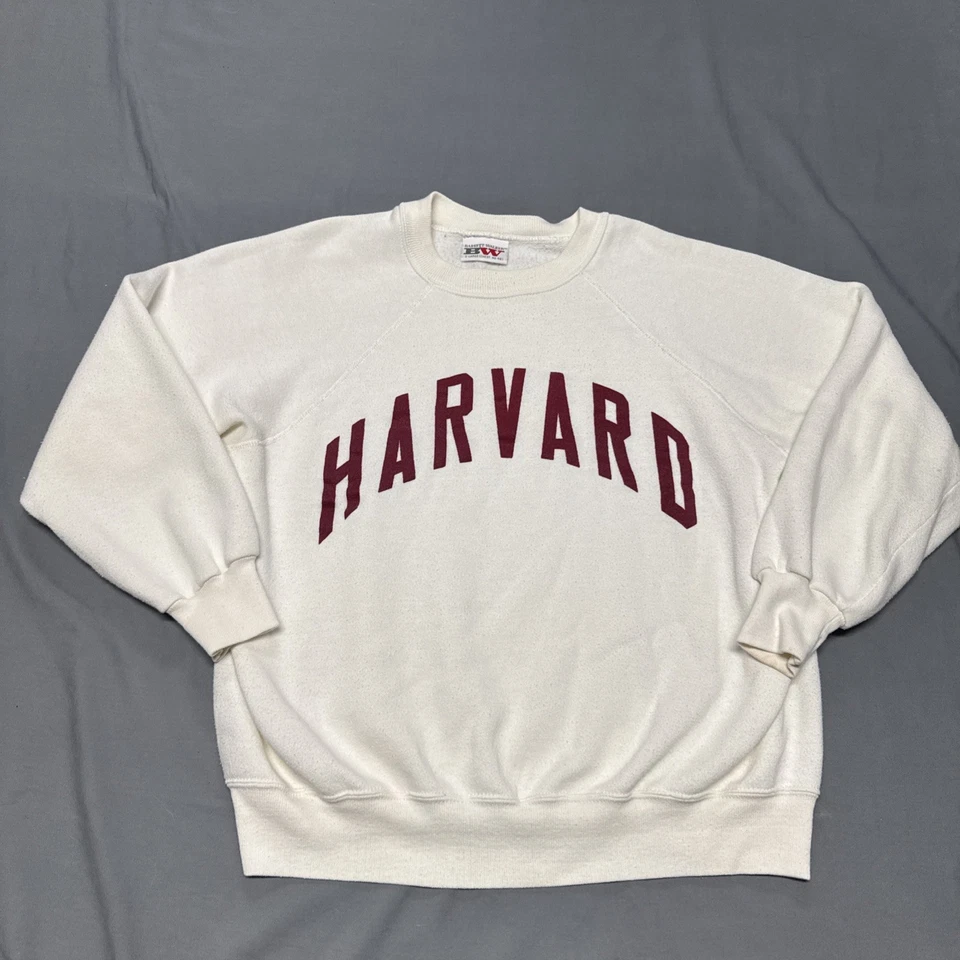 Vintage Harvard University Crewneck White Sweatshirt Bassett Walker USA XL - Image 1 of 4