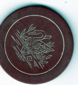 Antique Poker Chip: Inlaid Swan - Picture 1 of 2