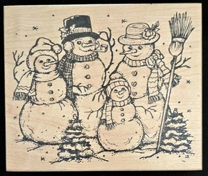 Northwoods Rubber Stamp Winter Snowfamily Snow Trees Christmas - Picture 1 of 2