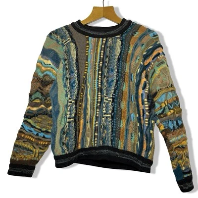 Coogi Wool 3D Chunky Knit Sweater Jumper Blue XS S - Image 1 of 4