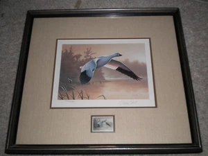 Snow Goose Federal Print and 1988 Duck Stamp by Daniel Smith - Picture 1 of 5