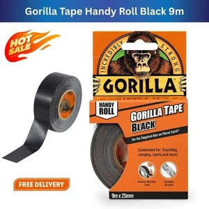 1xGorilla Tape Handy Roll 9m Black – Extra Strong, Weatherproof,All-Purpose Duct - Picture 1 of 6