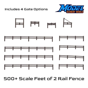 2 Schienenzaun 500' + 4 Tore - Spur N - braun - Bild 1 von 3