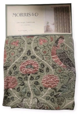 Morris & Co STRAWBERRY THIEF Cortina de Ducha Tela Algodón 72"X72" Floral Pájaros Foto 1 de 4