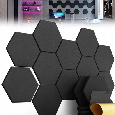MARKENLOS 12 Stücke 30x26x0.9cm Kunst Akustik Paneele Selbstklebend Hexagon Deko Platten