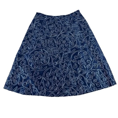 Falda Josephine Chaus Mujer Azul Marino Seda Talla 8 Plateada Metálica Bordada Fiesta  Foto 1 de 4