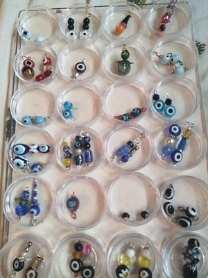 "The Eyes Have It" Lot Of 50 Lampwork Glass Jewelry Making Bead Drop Dangles For - Image 1 of 4